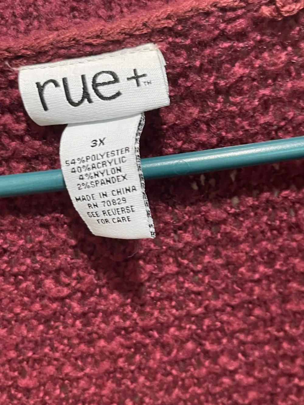 NWOT- Rue21+. Chunky Open-Front Cable Cardigan - Wine size 3X - Picture 3 of 3